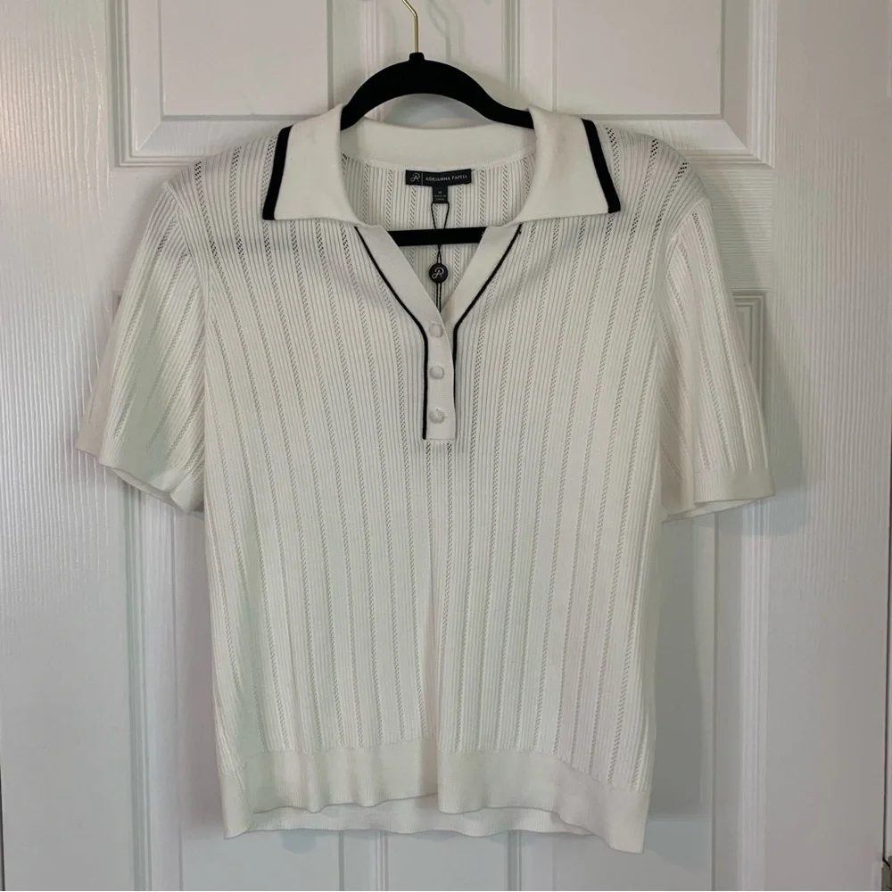 NWT Adrianna Papell Textured Knit Polo Top, Size M - Picture 10 of 10